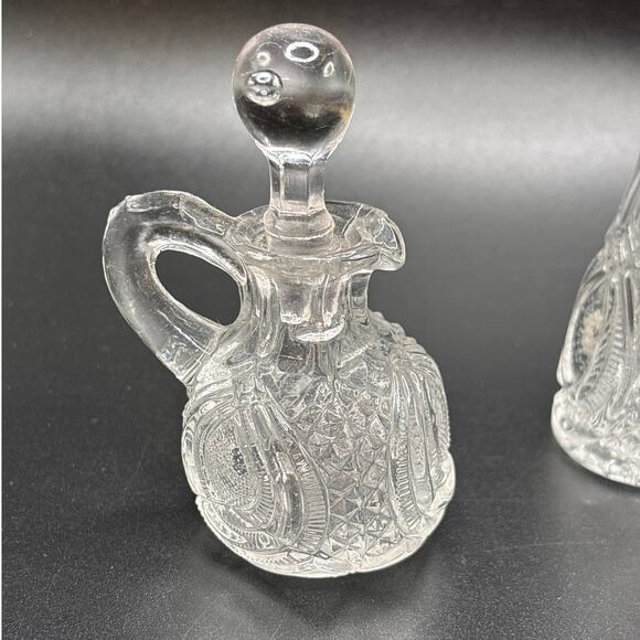 McKee & Bros. EAPG ‘Hickman’ Small Condiment Set Shaker Cruet Bottle Salt Cellar - Picture 2 of 10